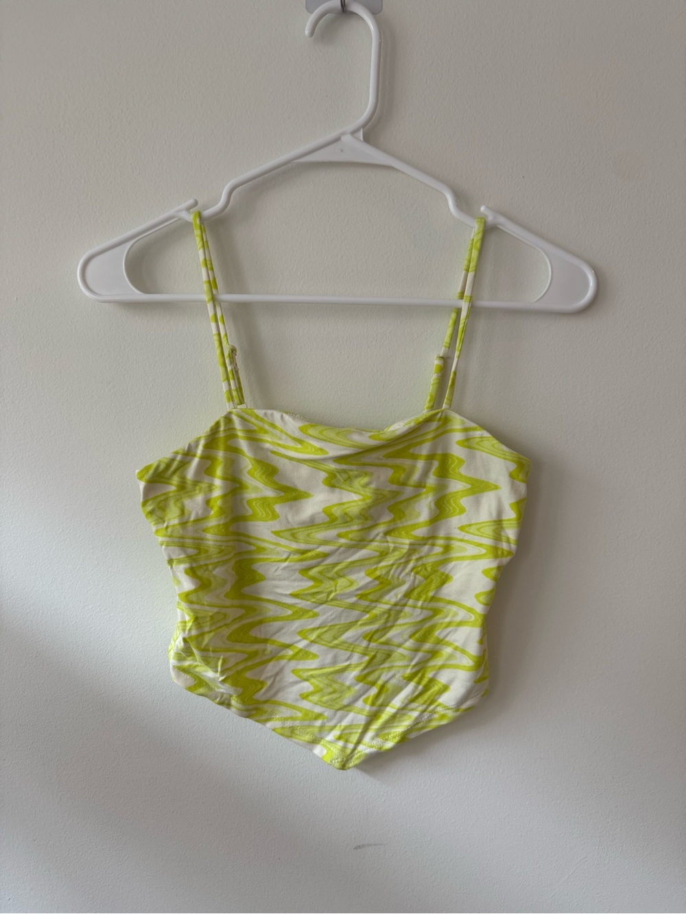 Neon Green Wave Print Women’s Tank Top